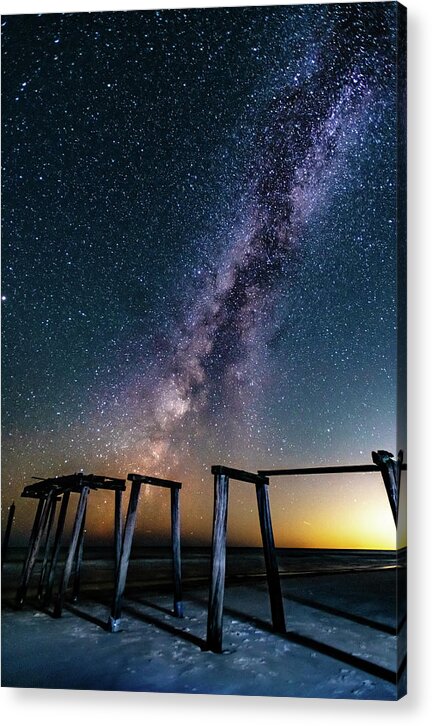 Milky Way Acrylic Print featuring the photograph Milky Way Over Camp Helen Pier - Portrait by Kurt Lischka