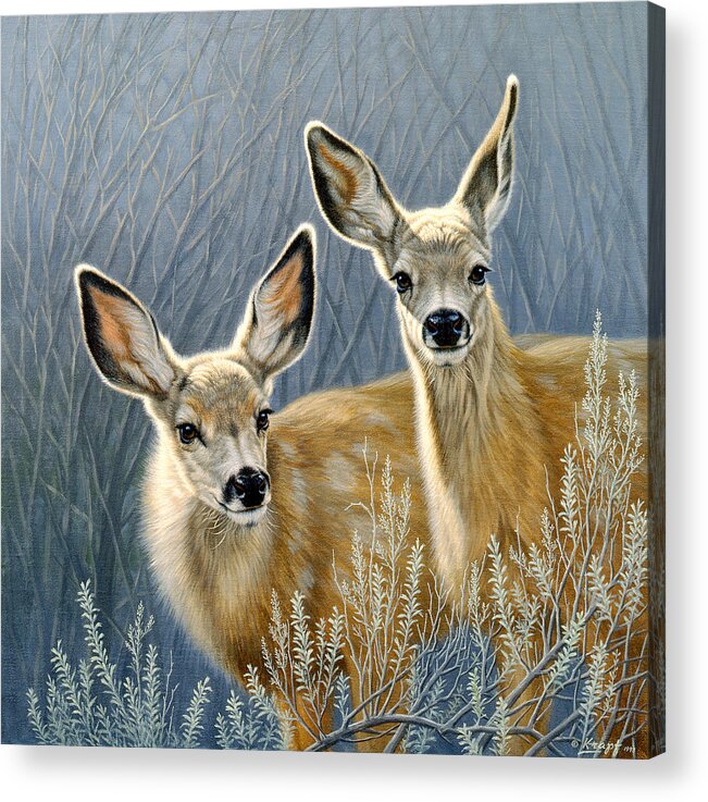 Wildlife Acrylic Print featuring the painting Curious Pair by Paul Krapf