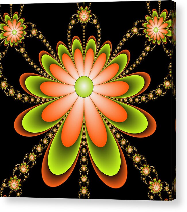 Digital Art Acrylic Print featuring the digital art Fractal Floral Decorations by Gabiw Art
