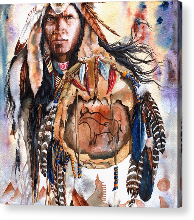 Native Acrylic Print featuring the painting Keeper Of Legends by Peter Williams