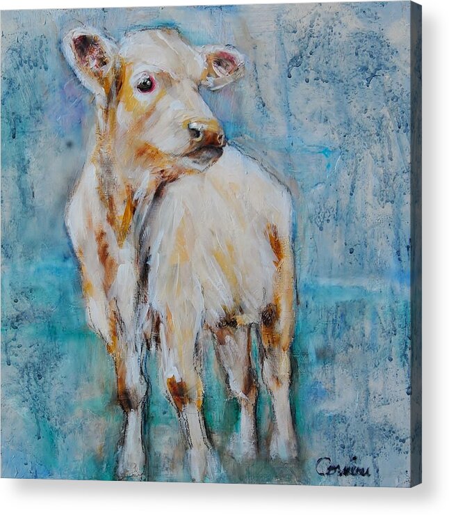 Cow Acrylic Print featuring the painting Loner by Jean Cormier