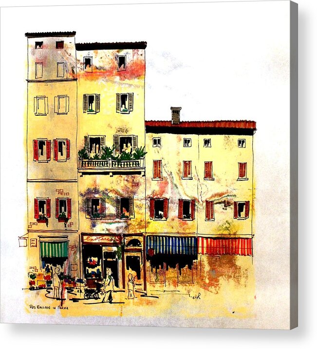 Italy Acrylic Print featuring the drawing Red Balloon by William Renzulli