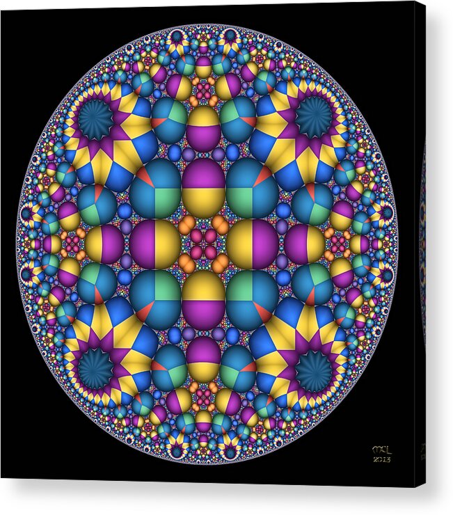 Abstract Acrylic Print featuring the digital art Sphere Packed Hyperbolic Disk II by Manny Lorenzo