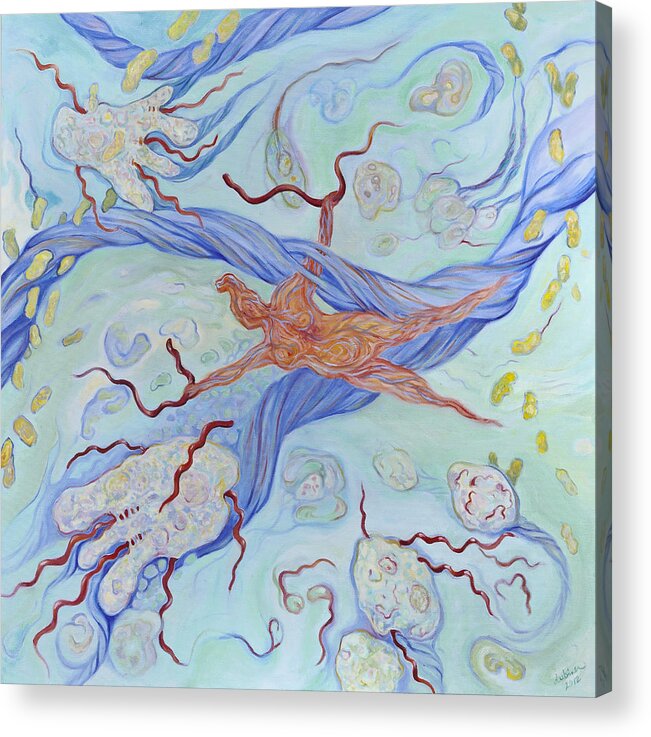 Prokaryotes Acrylic Print featuring the painting Homage to Lynn by Shoshanah Dubiner