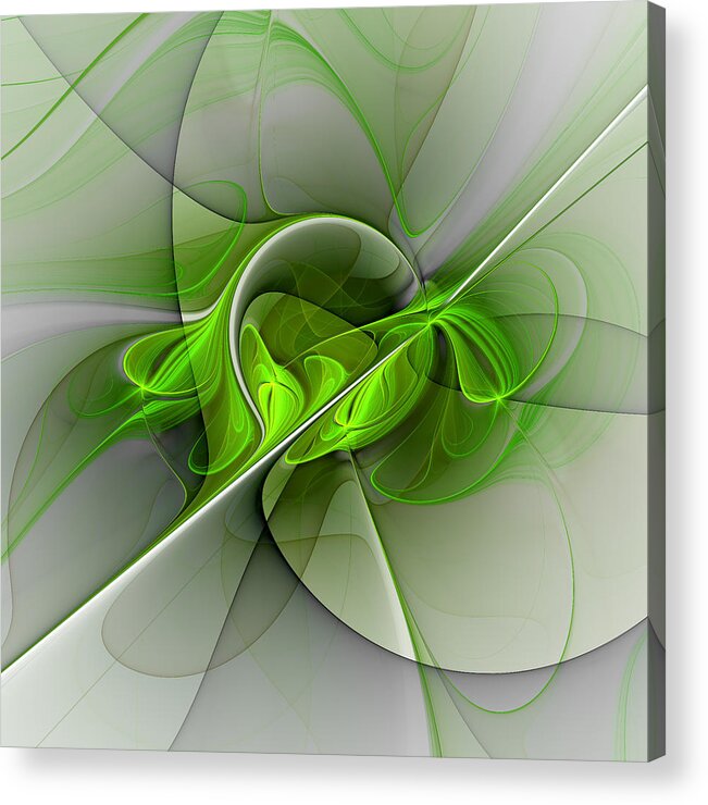 Abstract Acrylic Print featuring the digital art Abstract Green Fractal Art by Gabiw Art