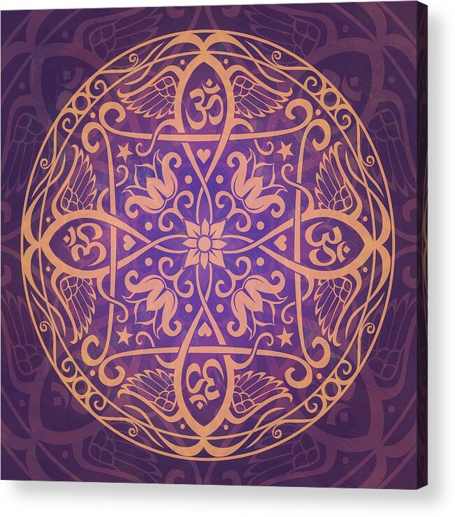 Mandala Acrylic Print featuring the digital art Aum Awakening Mandala by Cristina McAllister