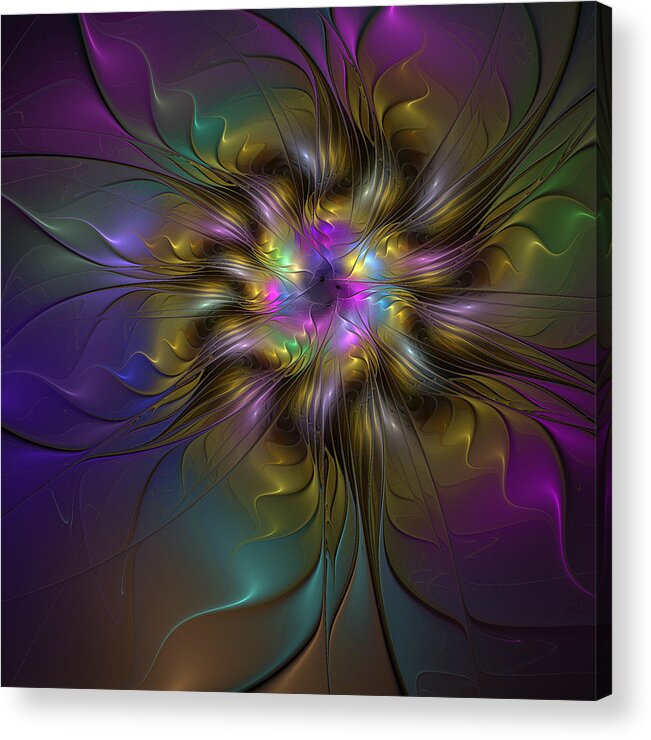 Abstract Acrylic Print featuring the digital art Colorful Fantasy Flower by Gabiw Art