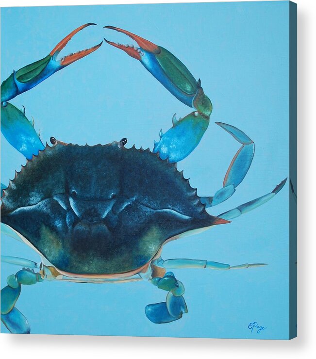 Crab Acrylic Print featuring the painting Crabby by Emily Page