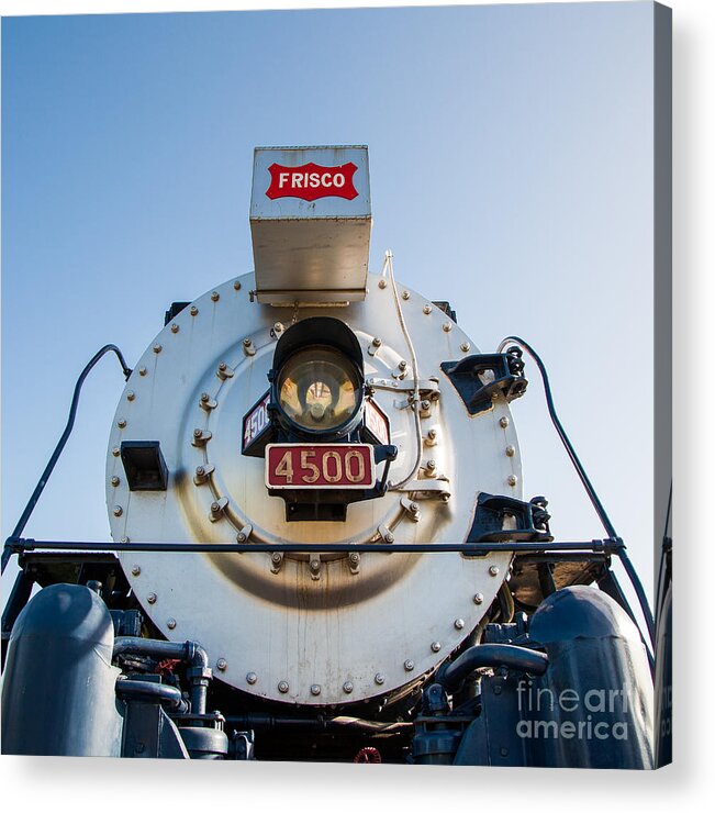 Train Acrylic Print featuring the photograph Frisco Meteor on Route 66 in Tulsa Oklahoma by T Lowry Wilson