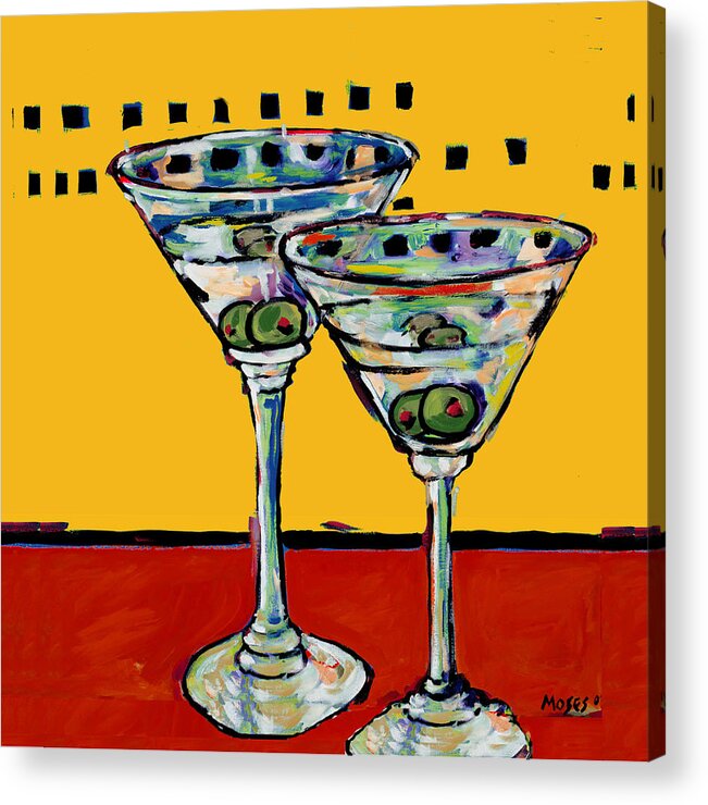 Martini Acrylic Print featuring the painting Martini on Yellow by Dale Moses