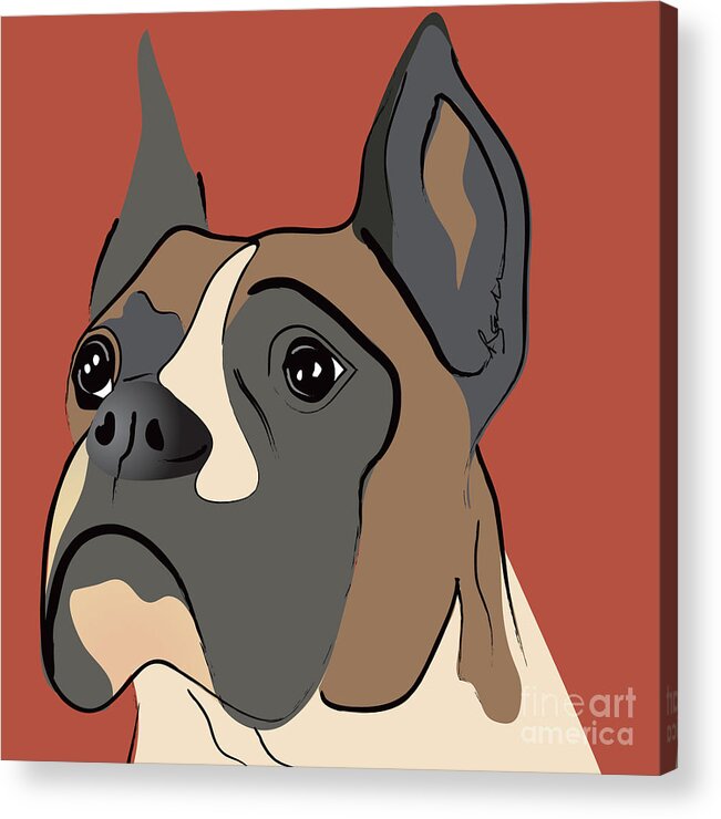 Dogs Acrylic Print featuring the painting Spencer Boxer Dog Portrait by Robyn Saunders