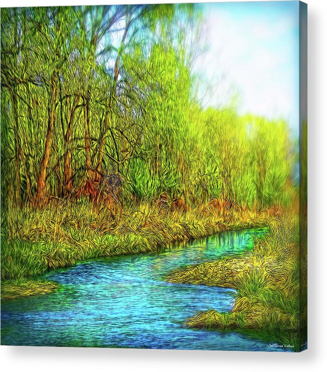 Joelbrucewallach Acrylic Print featuring the digital art Springtime River Drifting by Joel Bruce Wallach