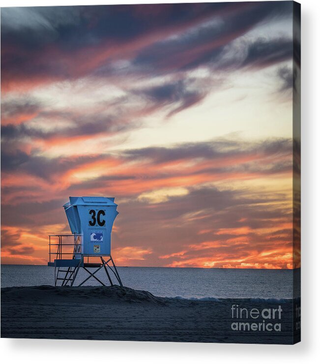 Beach Acrylic Print featuring the photograph Sunset for Lifeguard Tower 3C by David Levin