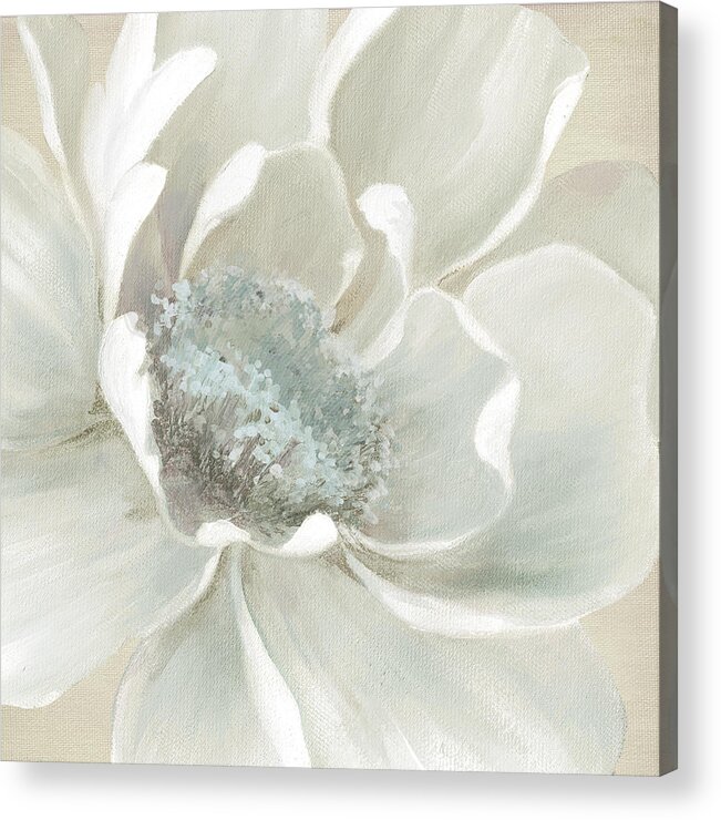 White Peony Acrylic Print featuring the painting Winter Bloom 2 by Carol Robinson