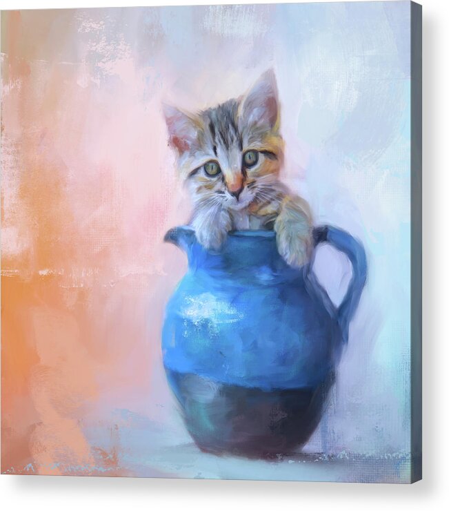 Colorful Acrylic Print featuring the painting A Pitcher Full of Purrfection by Jai Johnson
