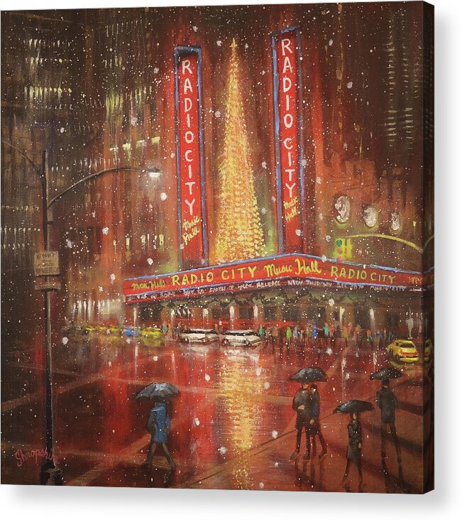 Radio City Music Hall Acrylic Print featuring the painting Radio City NYC by Tom Shropshire