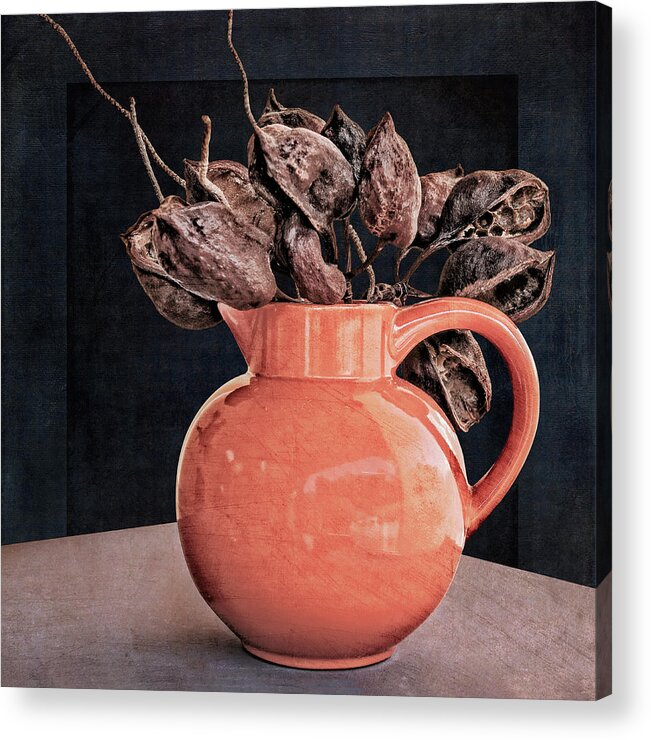Landscape Acrylic Print featuring the digital art Vase with Seed Pods by Sandra Selle Rodriguez