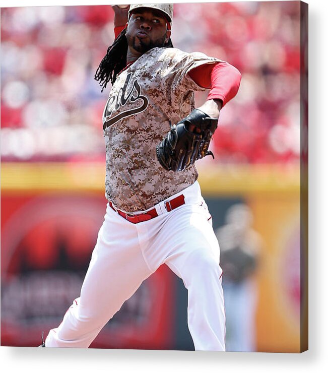Great American Ball Park Acrylic Print featuring the photograph Johnny Cueto by Joe Robbins