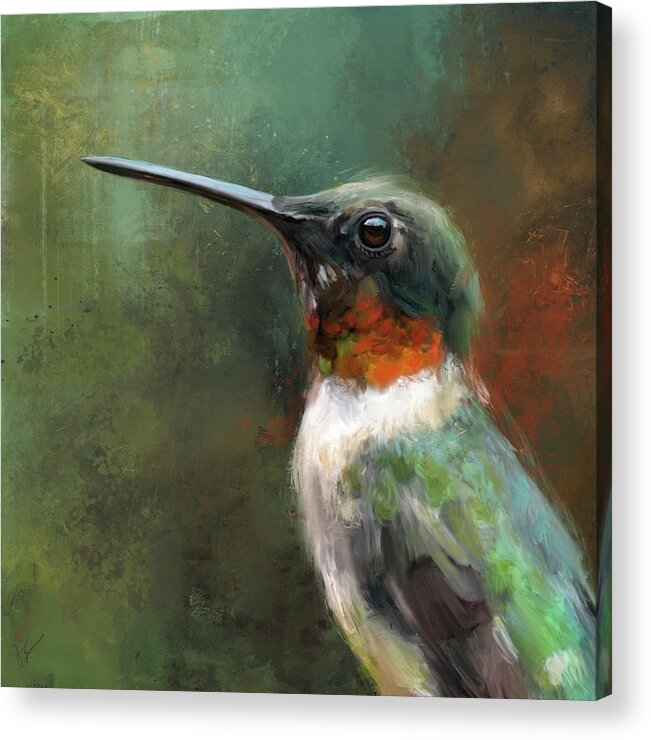 Hummingbird Acrylic Print featuring the painting Regal Hummingbird by Jai Johnson