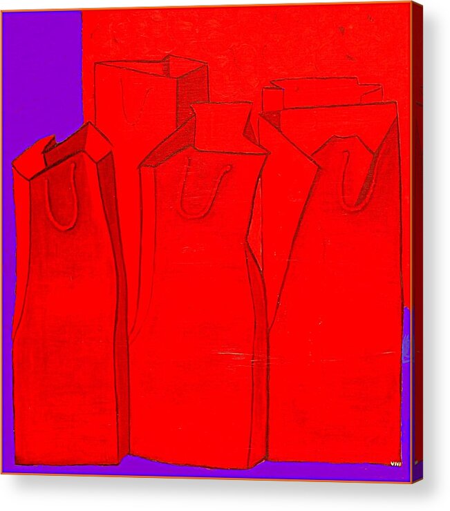 Viva Acrylic Print featuring the painting Shopping In Red by VIVA Anderson