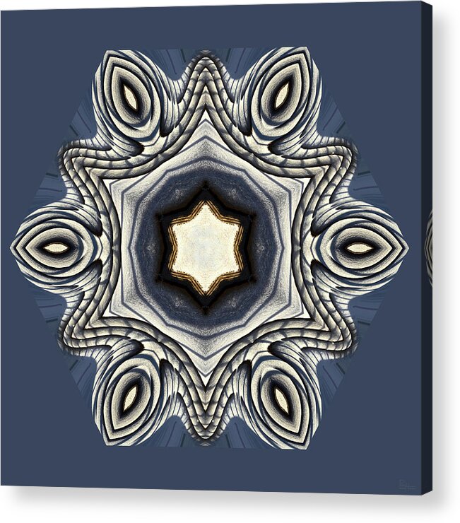 Acrylic Print featuring the photograph Snowflake Mandala - snow and shadows on decking planks - mirrored creation by Peter Herman