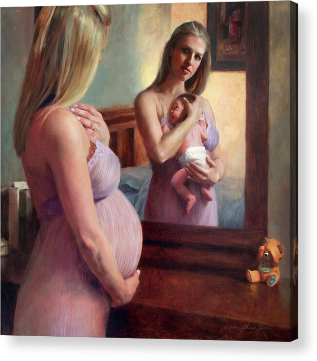 Pregnant Acrylic Print featuring the painting The Wait and the Reward by Anna Rose Bain