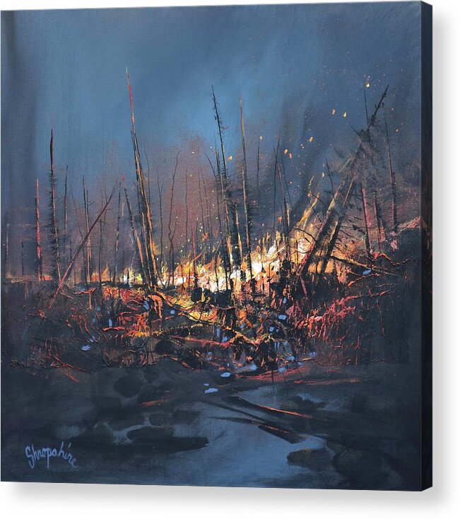 Fire Acrylic Print featuring the painting Wildfire by Tom Shropshire