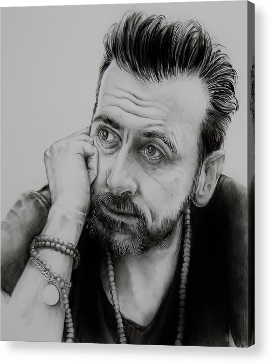 Man Acrylic Print featuring the drawing Barlow- Actor Chris Gascoyne by Jean Cormier