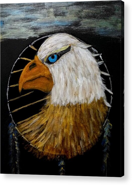 Eagle Acrylic Print featuring the painting DreamCaught by Anna Adams