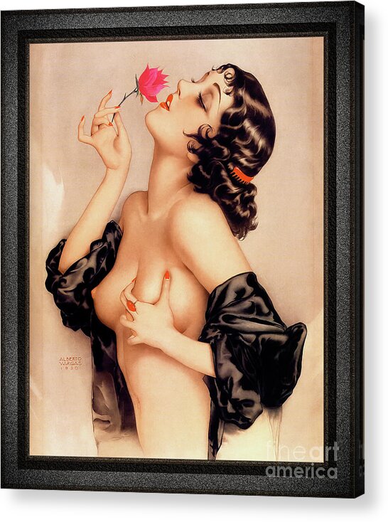 Memories Of Olive Acrylic Print featuring the painting Memories of Olive by Alberto Vargas Vintage Pin-Up Girl Art by Rolando Burbon