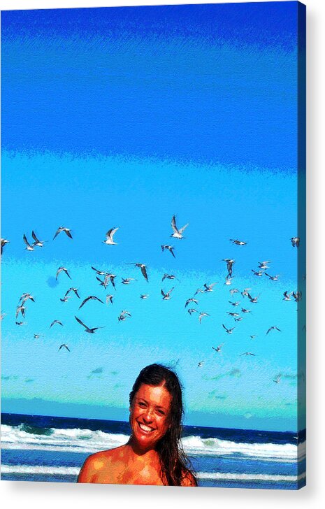 Australia Acrylic Print featuring the photograph BeachBirds by Ankya Klay