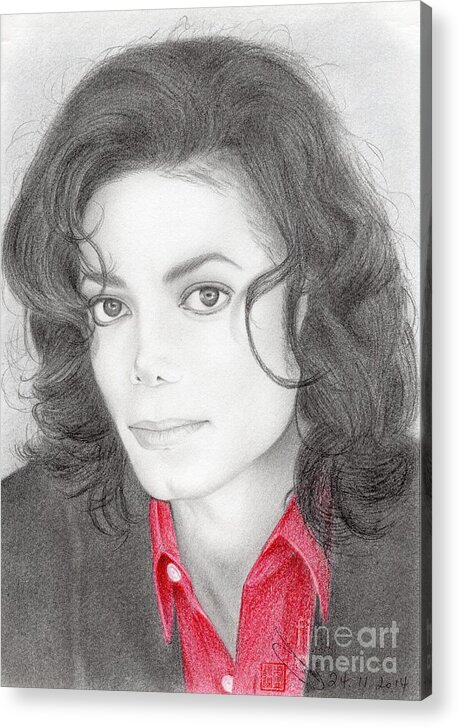 Greeting Cards Acrylic Print featuring the drawing Michael Jackson #Two by Eliza Lo