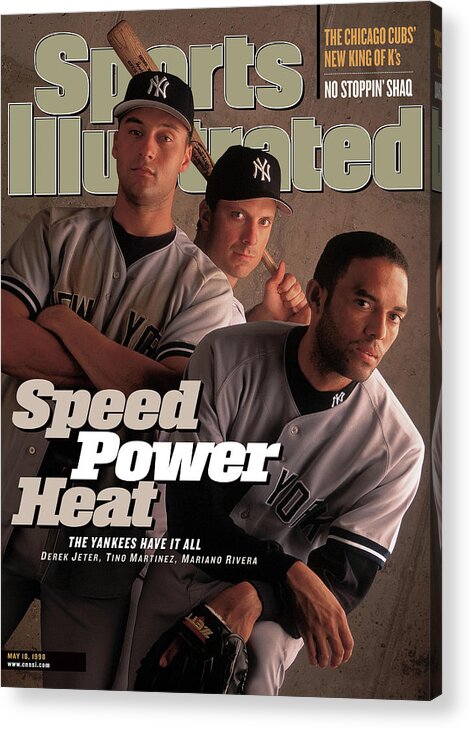 Magazine Cover Acrylic Print featuring the photograph New York Yankees Derek Jeter, Tino Martinez, And Mariano Sports Illustrated Cover by Sports Illustrated