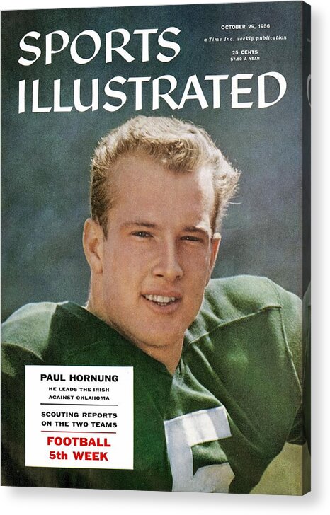 Magazine Cover Acrylic Print featuring the photograph Notre Dame Qb Paul Hornung Sports Illustrated Cover by Sports Illustrated