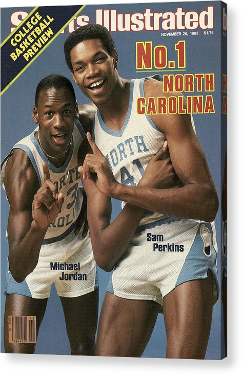 #faatoppicks Acrylic Print featuring the photograph Unc Michael Jordan And Sam Perkins Sports Illustrated Cover by Sports Illustrated