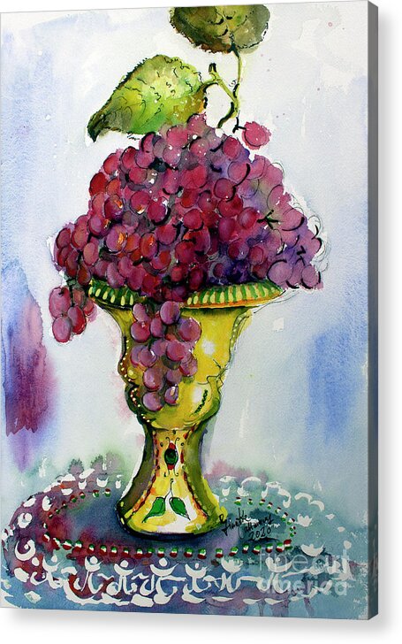 Still Life Acrylic Print featuring the painting Italian Table Grapes Still Life by Ginette Callaway