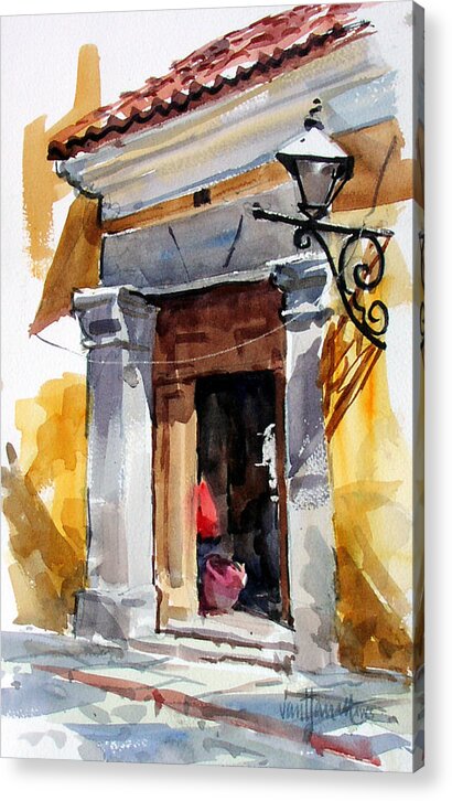 Guatemala Acrylic Print featuring the painting Spanish Colonial Portal by Tony Van Hasselt
