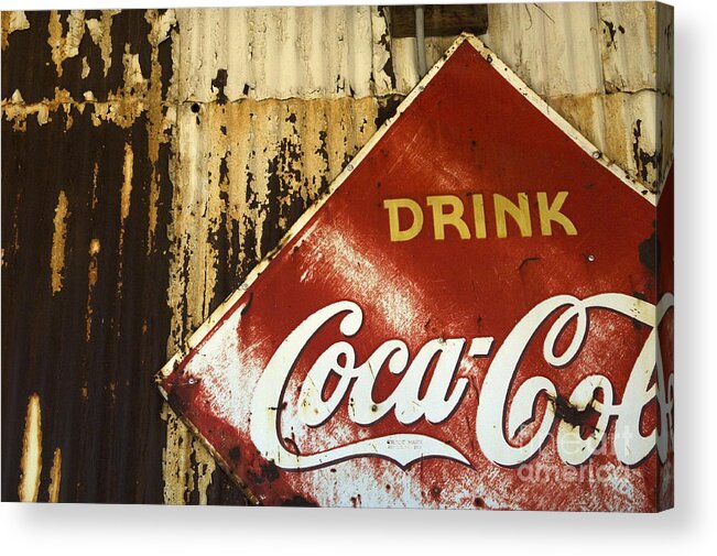 Coke Sign Acrylic Print featuring the photograph Drink Coca Cola Memorbelia by Bob Christopher