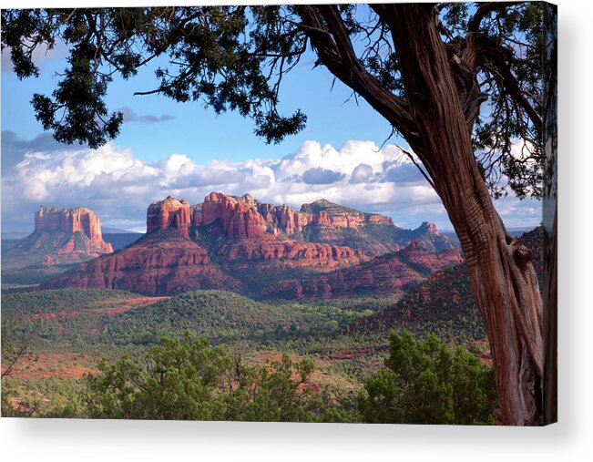 Nature Acrylic Print featuring the photograph Evening Sky Red Rocks by Harold Rau