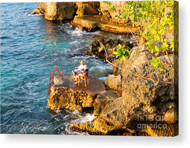 Jamaica Acrylic Print featuring the photograph Sea View for Two by Debbie Levene
