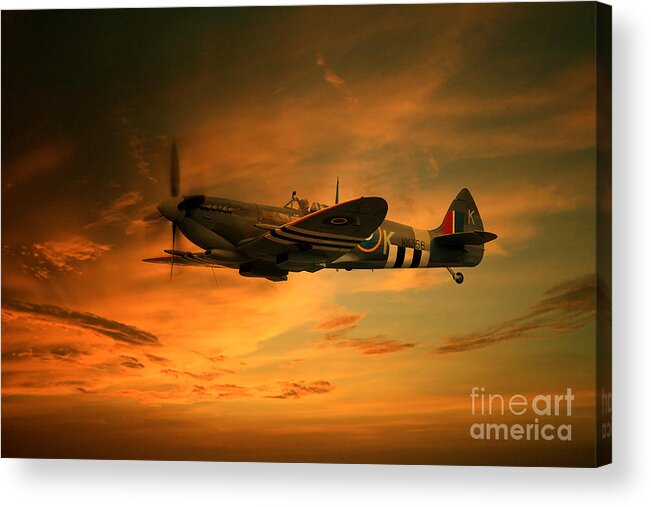 Spitfire Art Acrylic Print featuring the digital art Spitfire Glory by Airpower Art