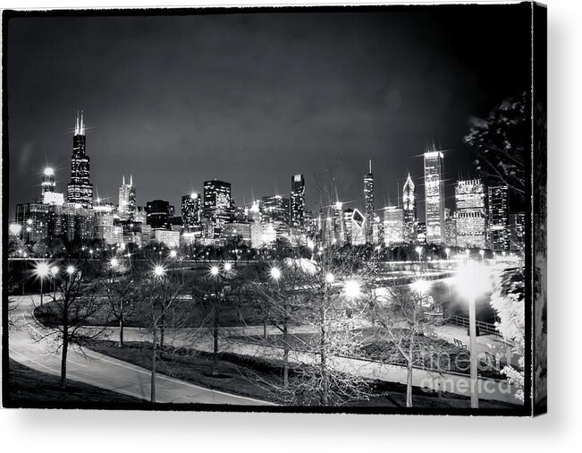 Chicago Acrylic Print featuring the photograph 0647 Chicago Black and White by Steve Sturgill