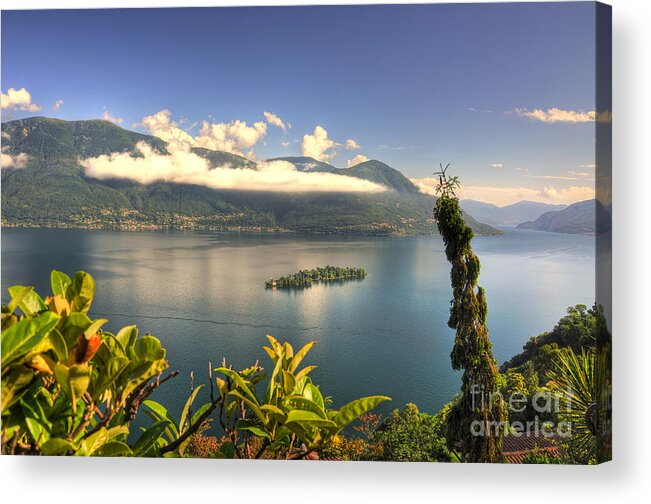 Lake Acrylic Print featuring the photograph Alpine lake with island #1 by Mats Silvan