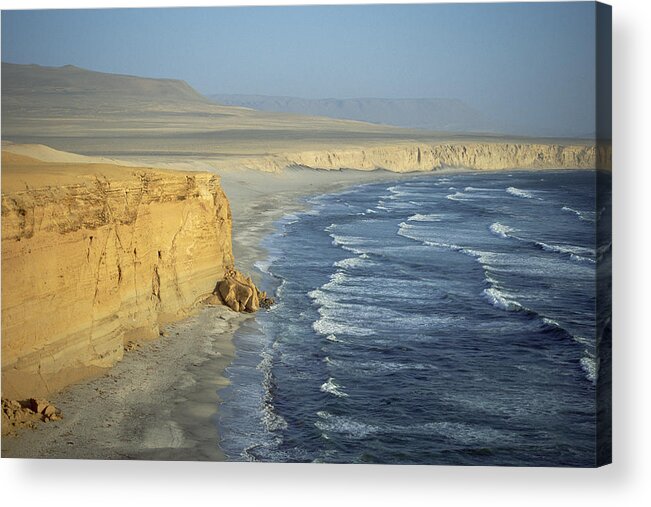 Feb0514 Acrylic Print featuring the photograph Atacama Desert Cliffs And The Pacific #1 by Tui De Roy