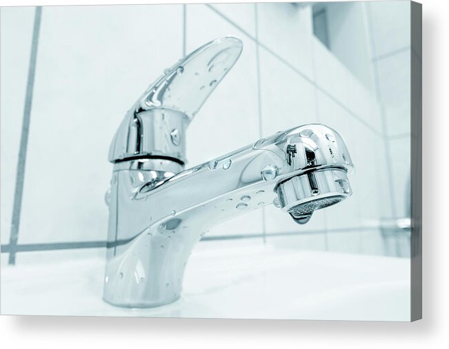 Indoors Acrylic Print featuring the photograph Bathroom Tap #1 by Wladimir Bulgar/science Photo Library