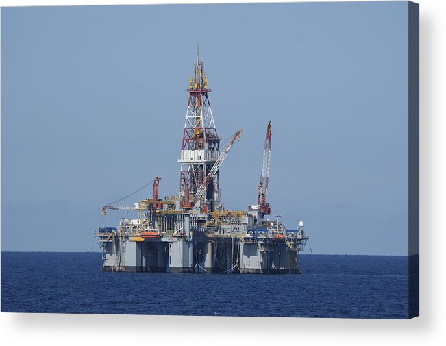  Oil Rig Acrylic Print featuring the photograph Blue Water Oil Rig #2 by Bradford Martin