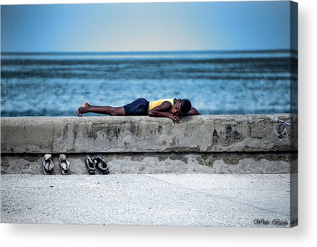  Cuba Acrylic Print featuring the photograph Boy on the Malecon #1 by Patrick Boening