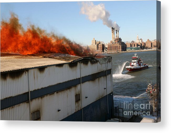 Fdny Acrylic Print featuring the photograph Brooklyn 7 Alarm Fire #1 by Steven Spak