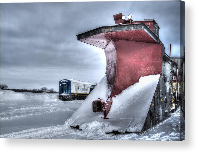 Canadian Pacific Acrylic Print featuring the photograph Canadian Pacific snow plow #1 by Nick Mares