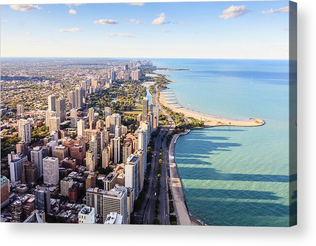 Water's Edge Acrylic Print featuring the photograph Chicago Lakefront Skyline #1 by Fraser Hall